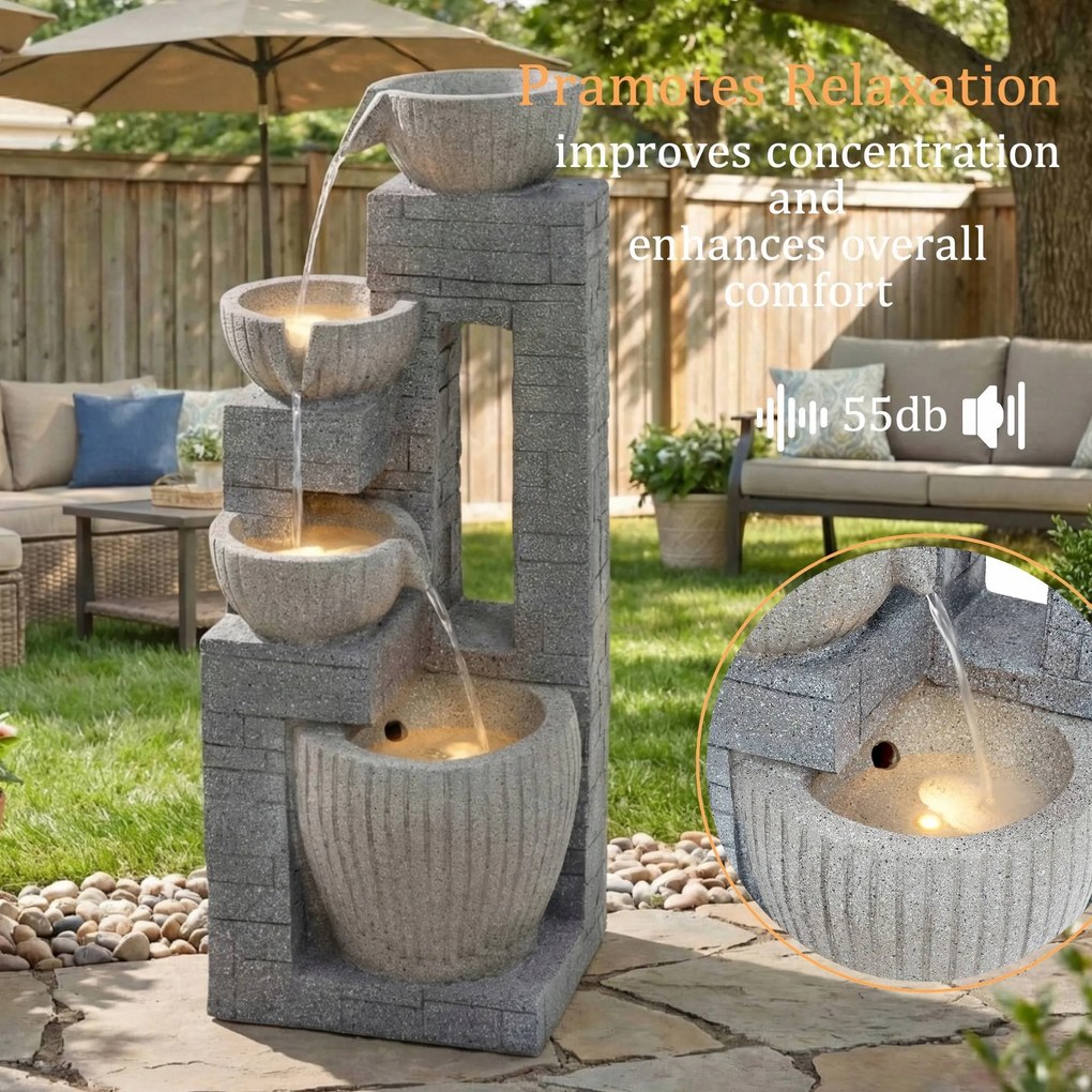 LED-es szökőkút Kő Kertekhez, teraszokhoz, erkélyekhez 80cm