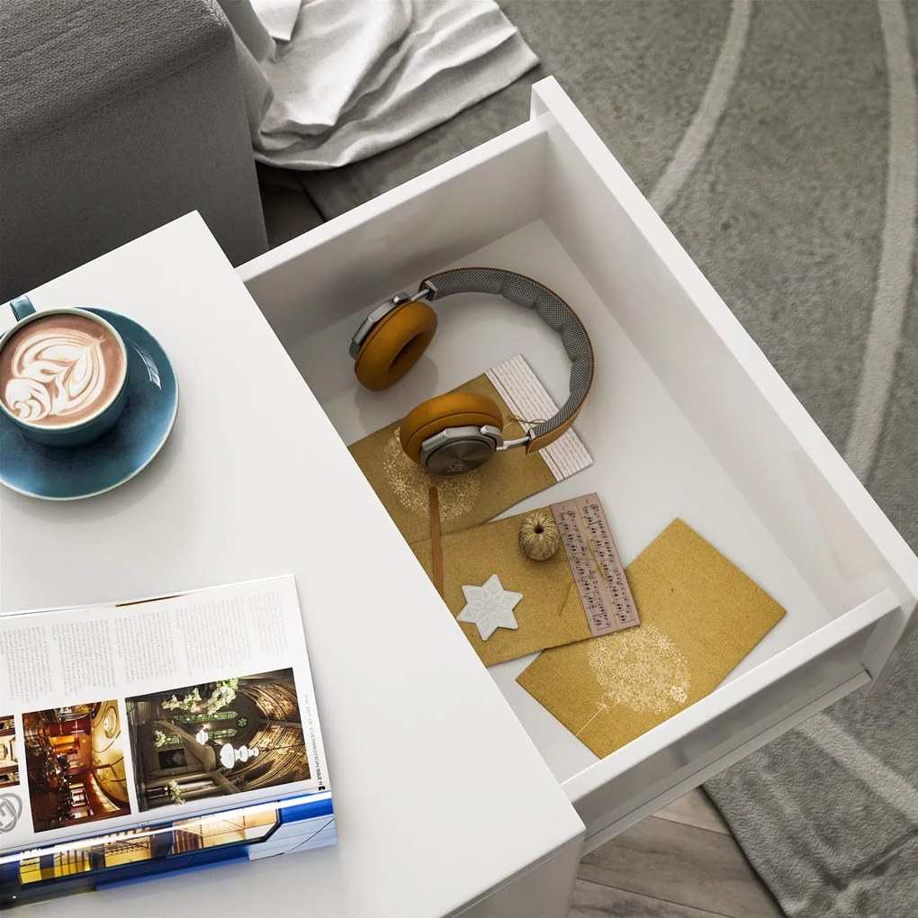 ELOISE éjjeliszekrény világítással, 54x39x28cm, fehér Casaria