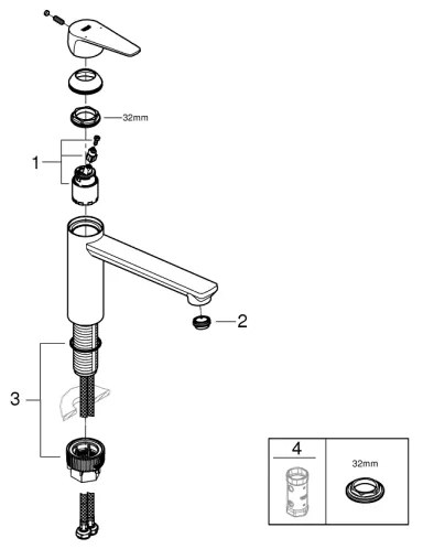 GROHE 31693000 - BAUEDGE 193 mm mosogató csaptelep fényes króm