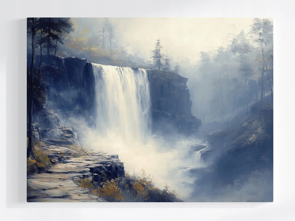 Vászonkép Canvas Tájkép Hegyek Sziklák Vízesés Folyó Út Ösvény 100x75