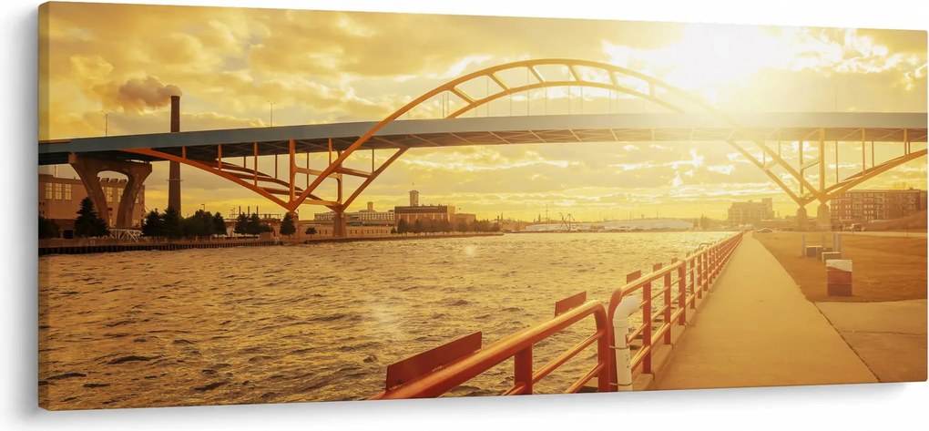 Kép a hídról napnyugtakor (120x50 cm)