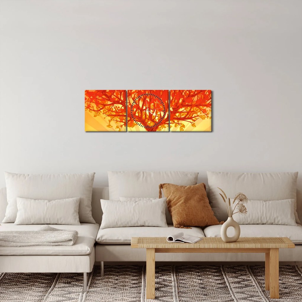 Kép - Fa a nap ragyogásában (órával) (90x30 cm)