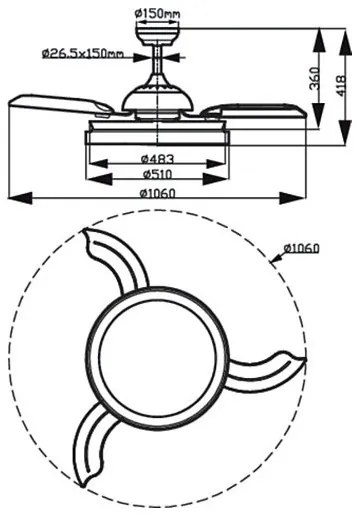 Philips BLISS LED mennyezeti ventilátor 35W 230V 5500/4000/2700K fehér + DO