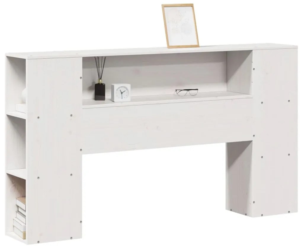 fehér tömör fenyőfa fejtámla tárolóval 120 cm