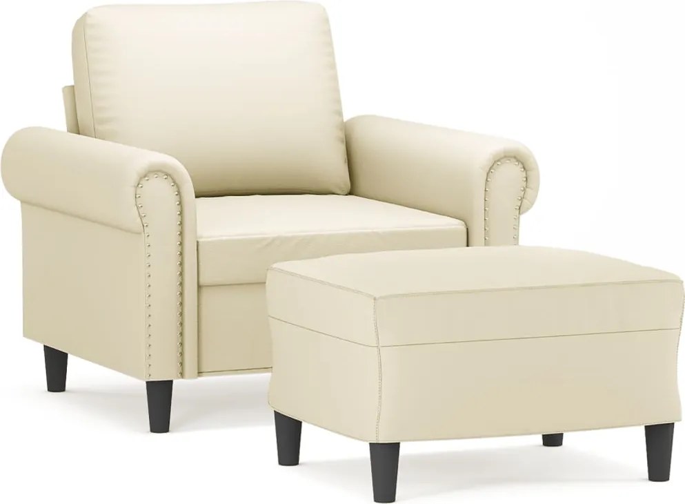 vidaXL krémszínű műbőr kanapéfotel lábtartóval 60 cm