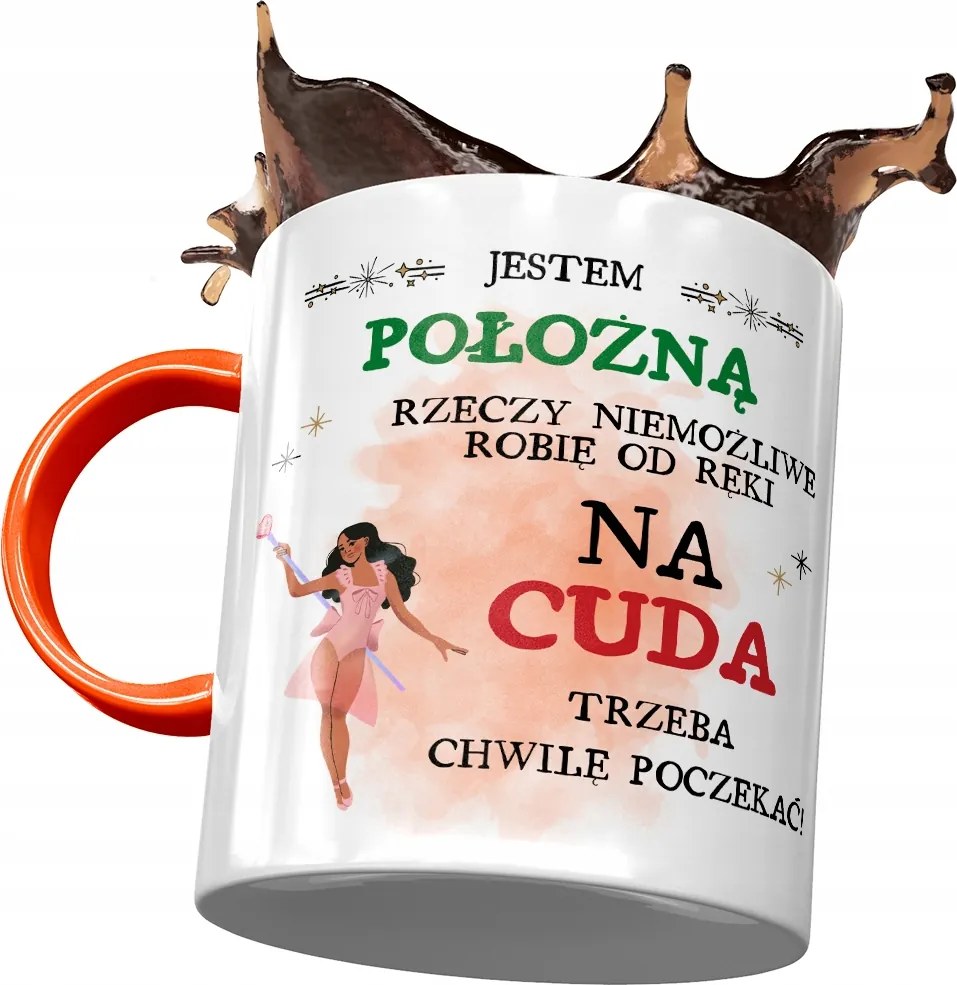 Narancssárga bögre a szülésznőnek Én vagyok a szülésznő, fényképes nyomattal