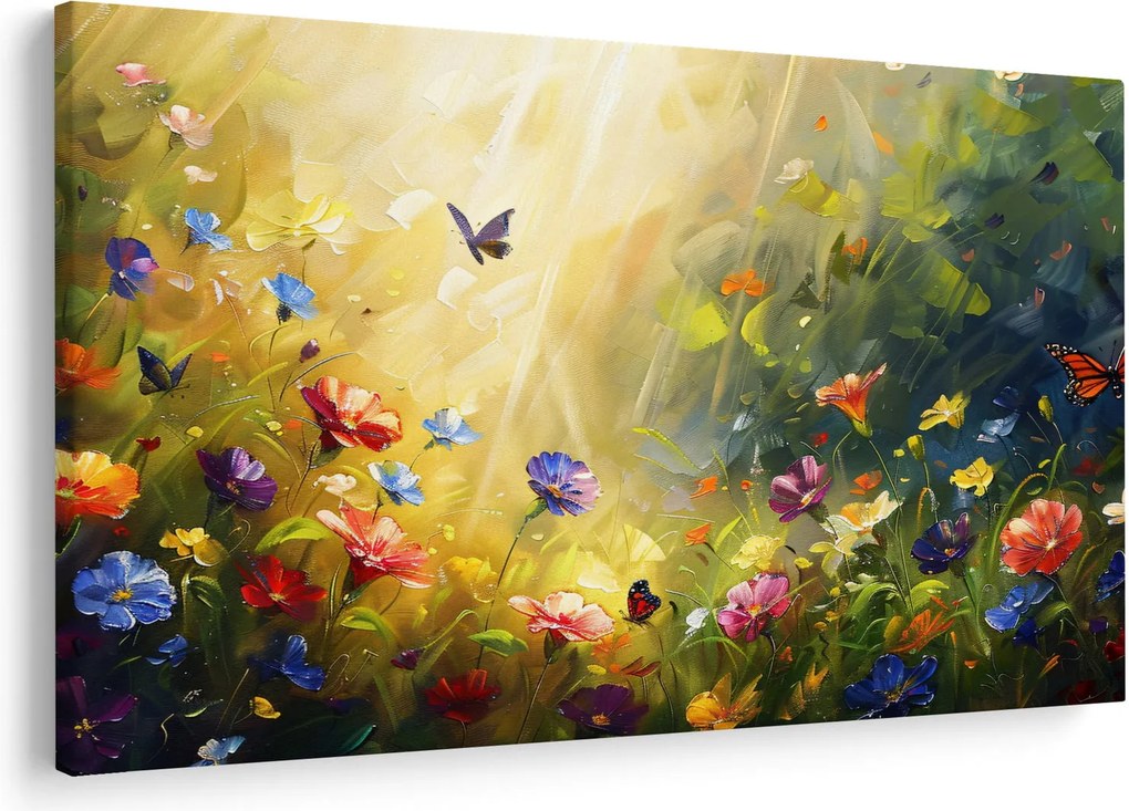 Kép - Tavaszi virágos rét, festmény (90x60 cm)