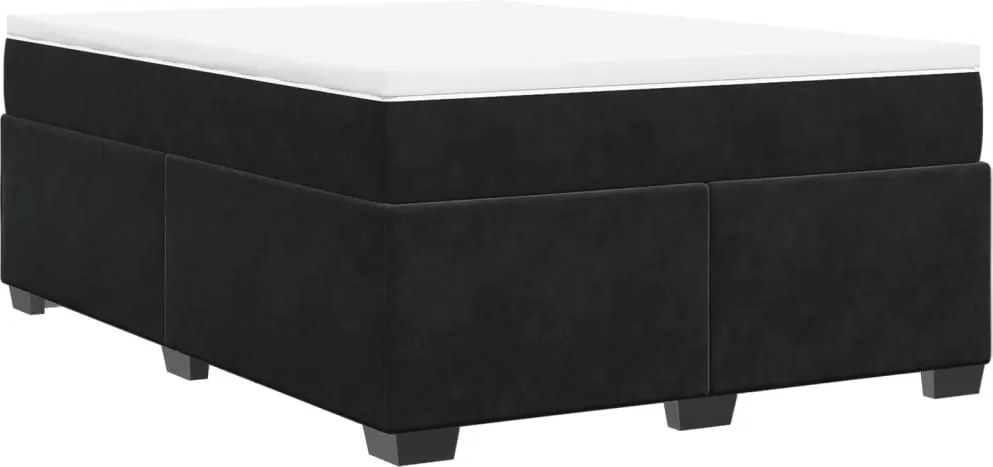 vidaXL fekete bársony rugós ágy matraccal 140 x 190 cm