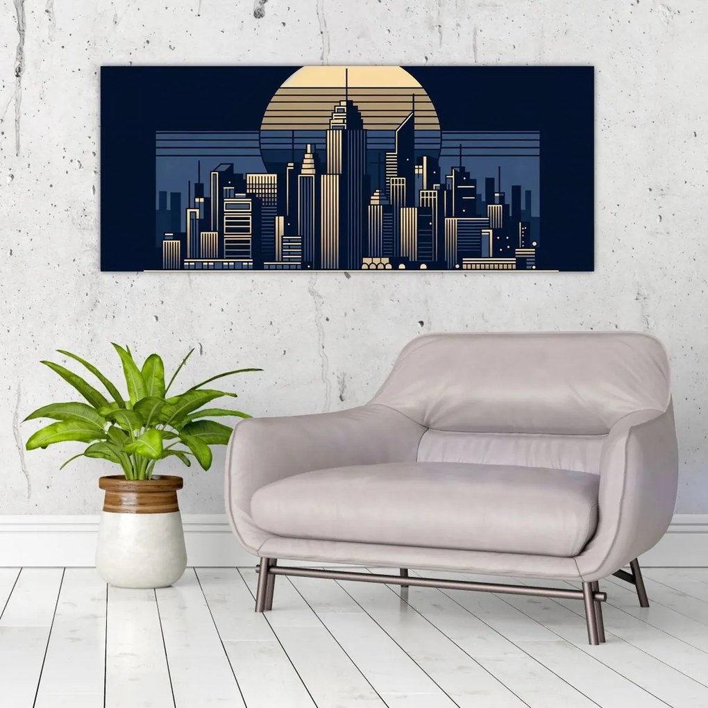 Kép – Geometrikus város (120x50 cm)