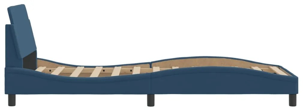 kék szövet ágykeret fejtámlával matrac nélkül 80 x 200 cm