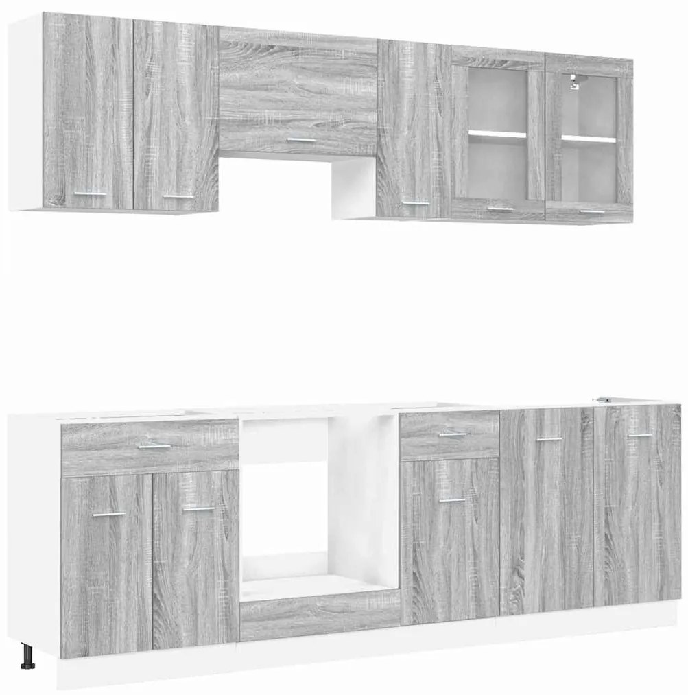 Konyhaszekrény garnitúra fiókkal Lyon 8 pcs Szürke Sonoma