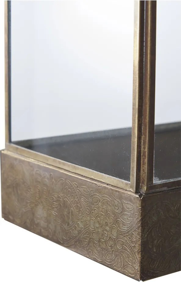 Manali dekorációs lámpás, fém/üveg, antik réz színű