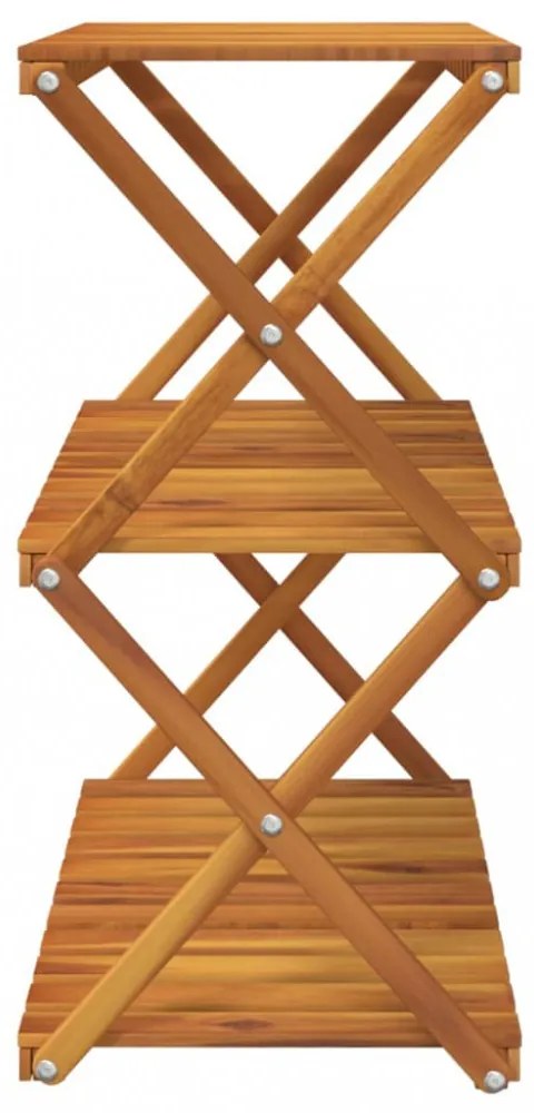 3 szintes barna tömör akácfa összecsukható polc 70 x 31 x 63 cm