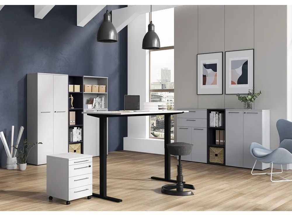 Antracitszürke könyvespolc 45x120 cm Agenda – Germania