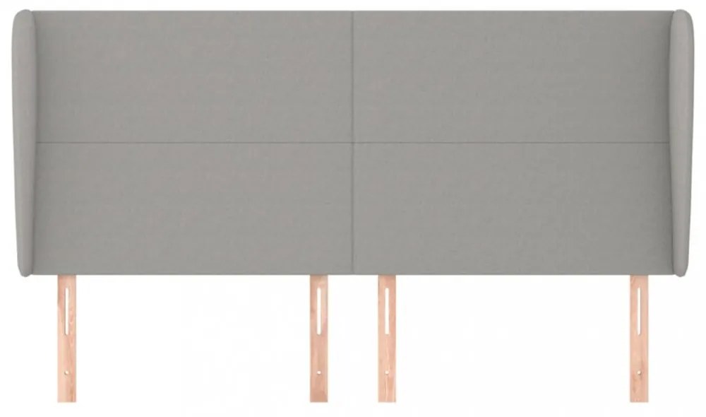 világosszürke szövet fejtámla szárnyakkal 203x23x118/128 cm