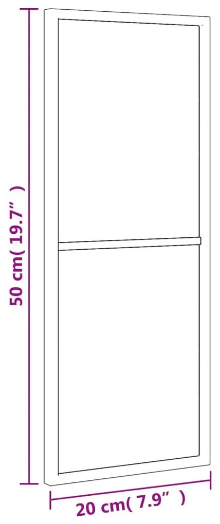 fekete téglalap alakú vas fali tükör 20 x 50 cm