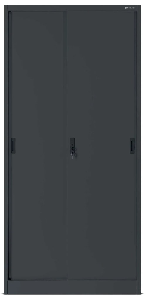 Fém irodai szekrény tolóajtókkal KUBA, 900 x 1850 x 400 mm, antracitszürke