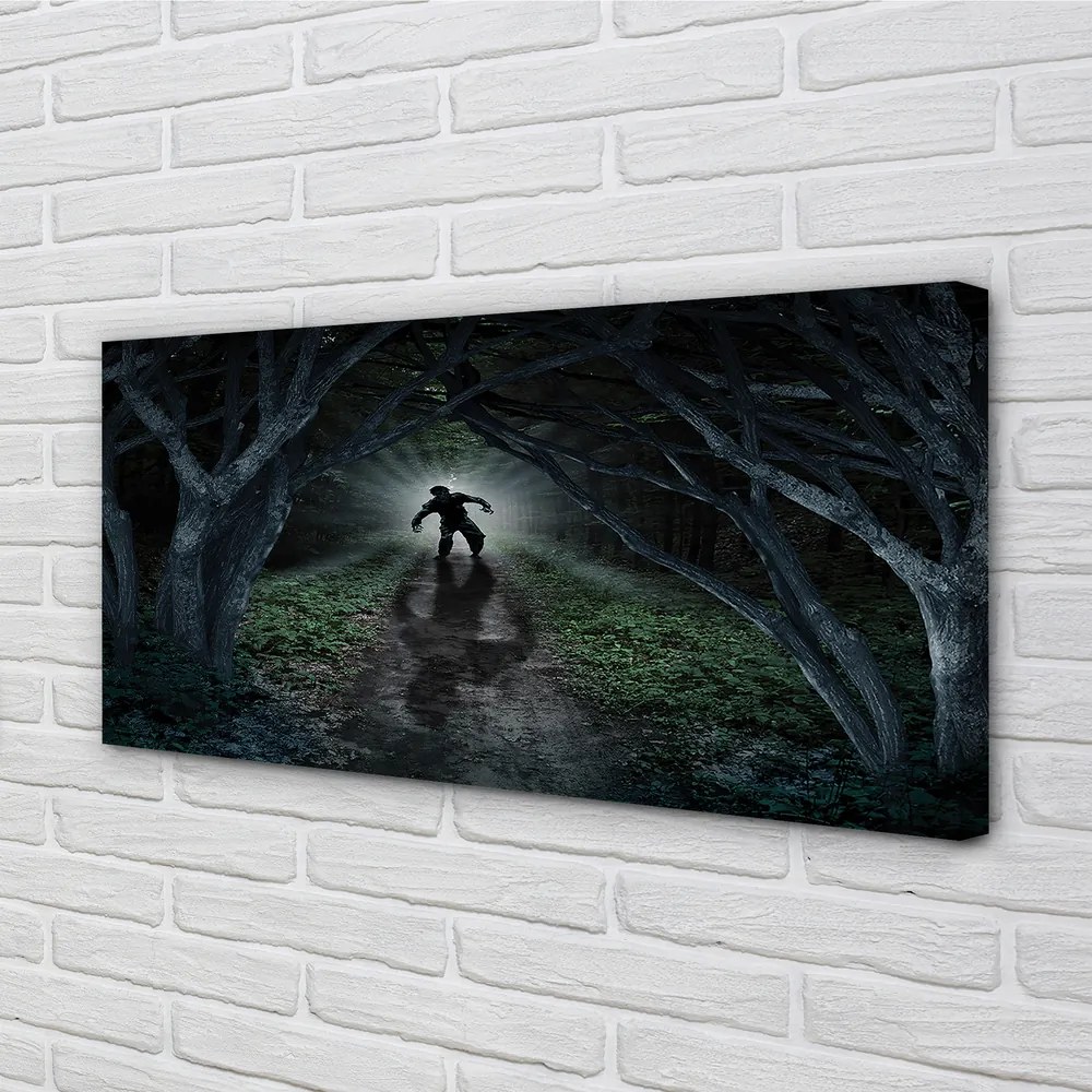 Canvas képek Sötét erdő fa forma 125x50 cm