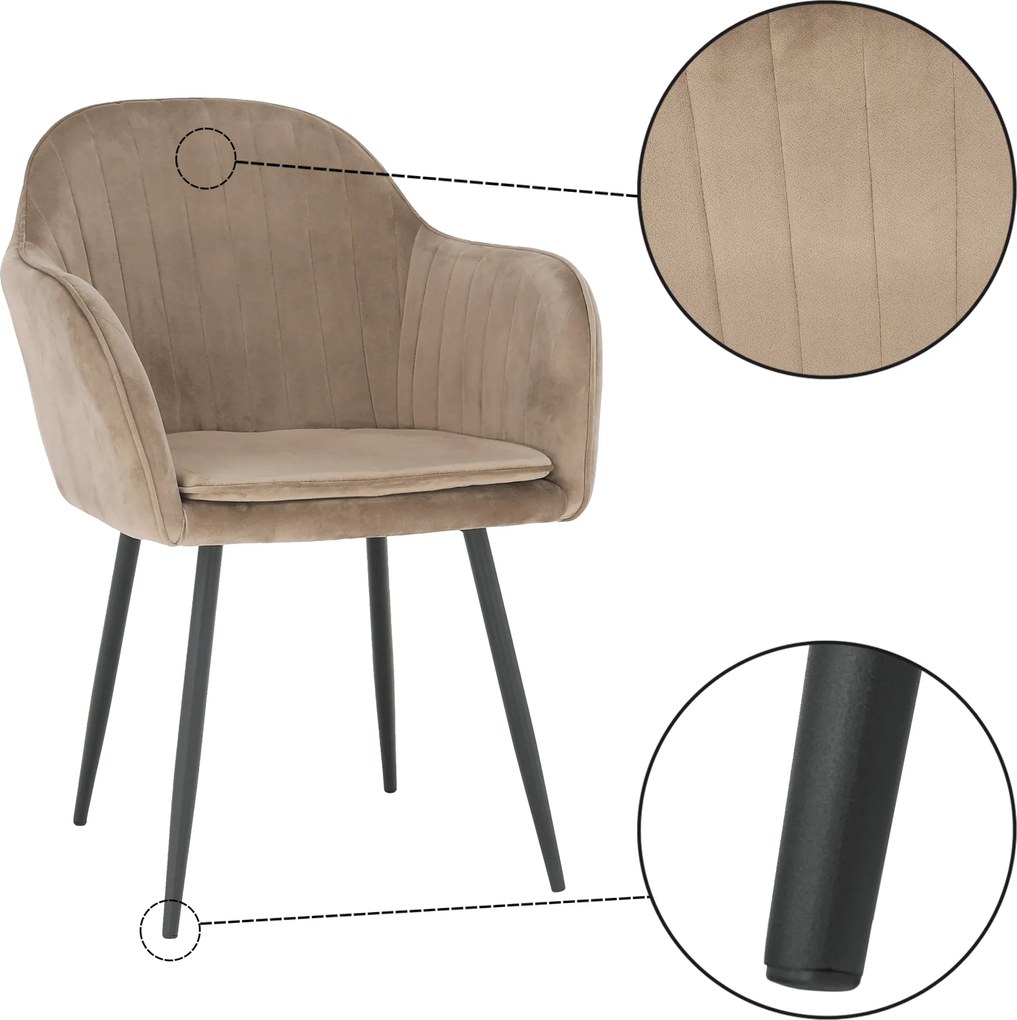 Dizájnos fotel, szürkésbarna Taupe Velvet anyag, ZIRKON