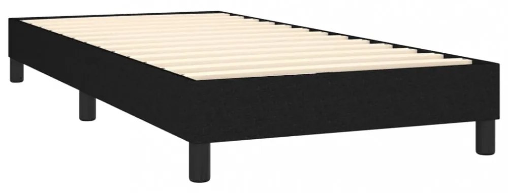 fekete szövet rugós ágy matraccal 90x200 cm