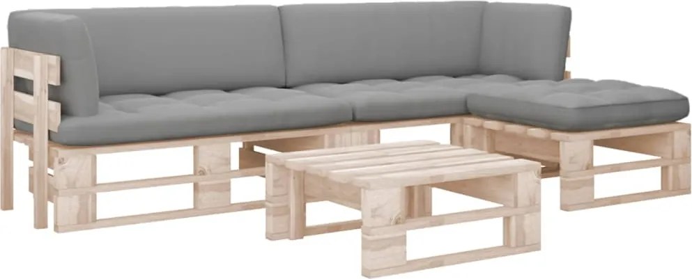 vidaXL 4 részes impregnált fenyőfa raklapgarnitúra párnákkal