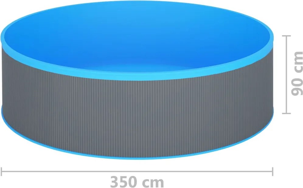 Szürke merülőmedence felfüggeszthető szkimmerrel és szivattyúval 350 x 90 cm