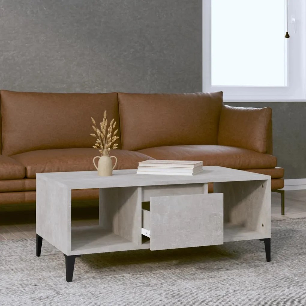 Betonszürke szerelt fa dohányzóasztal 90x50x36,5 cm