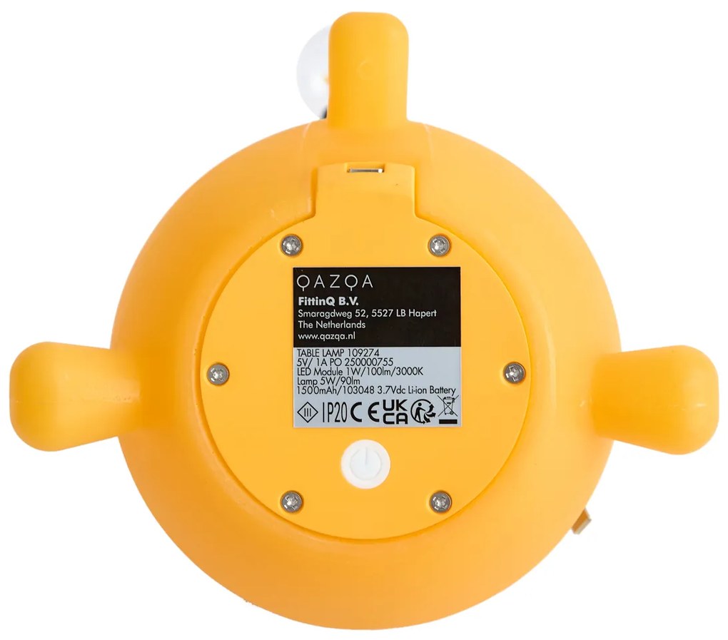 Modern sárga asztali lámpa LED-del, újratölthető - Bulby