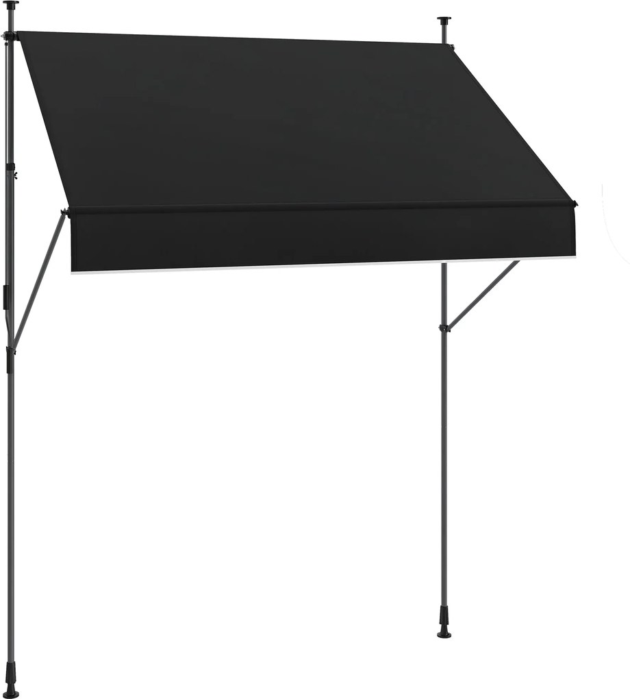 Outsunny Kézi Kihúzható Ernyő 2x1.2 m Kültéri Pavilon Rolós Ernyő Állítható Magasságú Karral 210-310 cm UV30+ Védelem Fúrás Nélküli Kerthez Erkélyhez