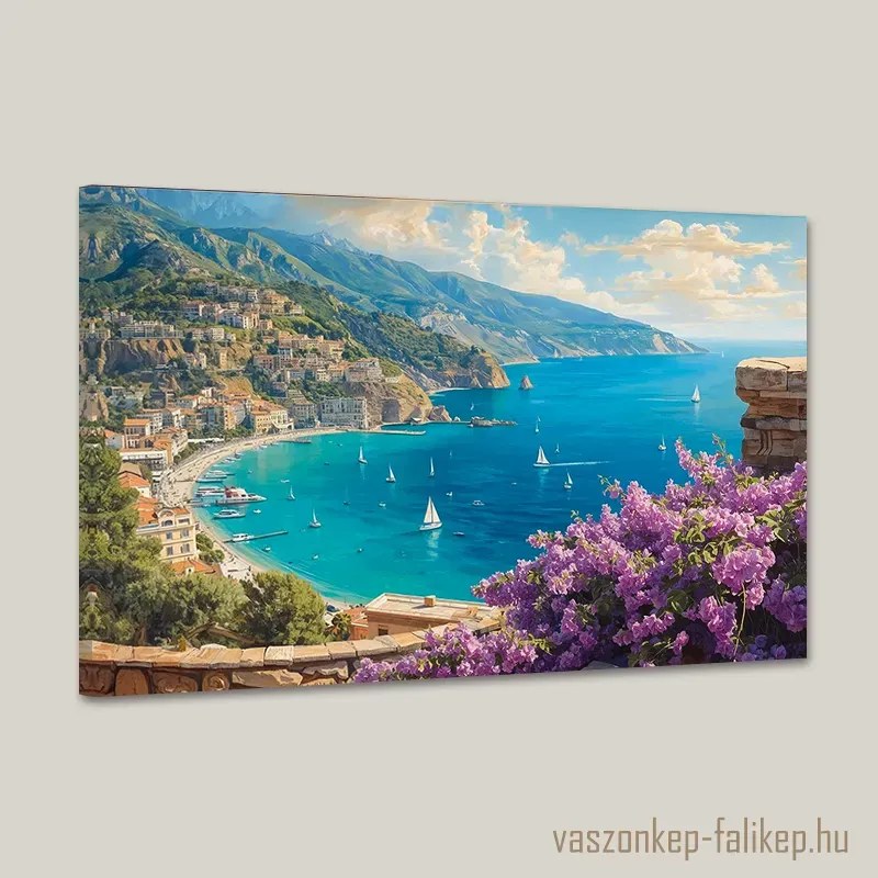 Tengerparti város panoráma – Prémium falikép 60x40 cm