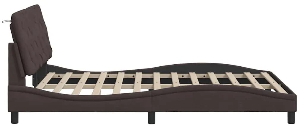 sötétbarna szövet ágykeret LED-es matrac nélkül 140 x 200 cm