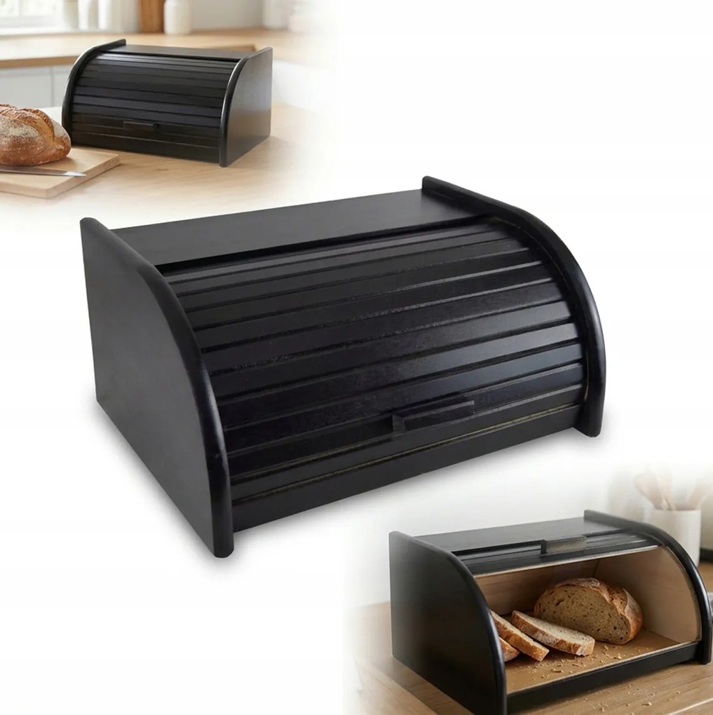 Fa Kenyértartó kicsi Fekete 31x26x16cm Lengyel