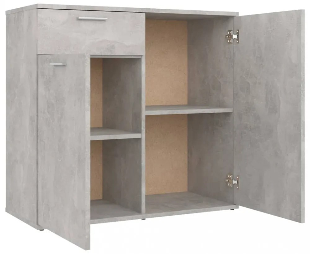betonszürke szerelt fa tálalószekrény 80 x 36 x 75 cm