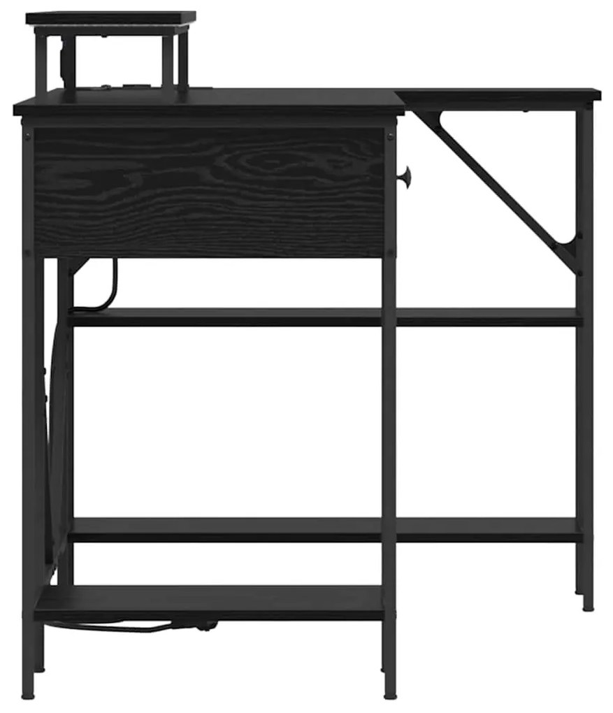 Asztal LED -es lámpákkal Musta tammi 120 x 79 x 86.5 cm Faanyag