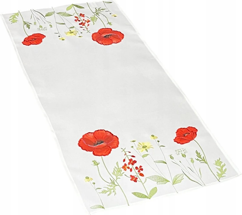 Asztali Futófelület 40x140 Fehér Dekoratív Virágok