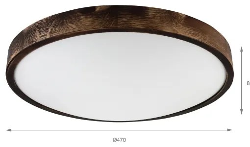 LED mennyezeti lámpa OAK SMOKY SLIM LED/36W/230V 4000K átm. 47 cm tölgy/sötétbarna