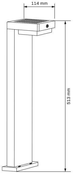MALI LED/4,5W/3,7V 2000 mAh IP44 fekete napelemes lámpa érzékelővel