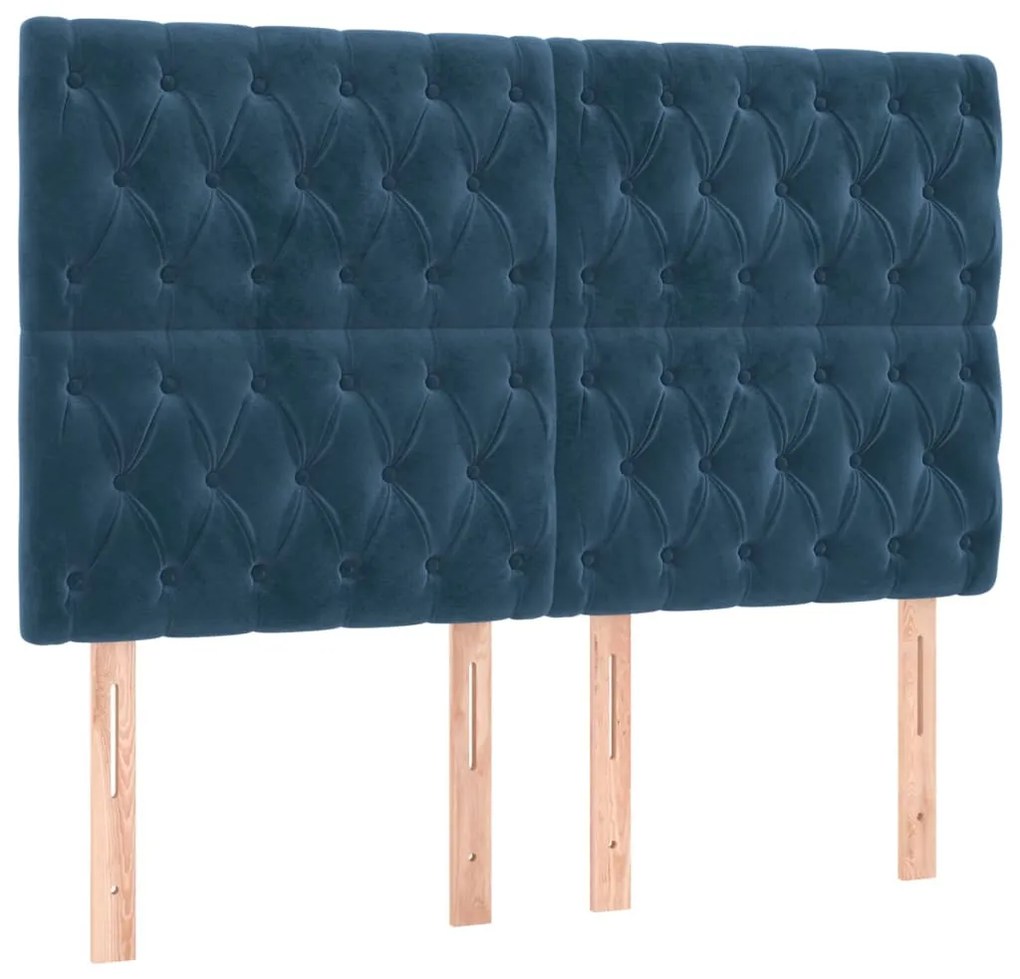 4 db sötétkék bársony fejtámla 80x7x78/88 cm