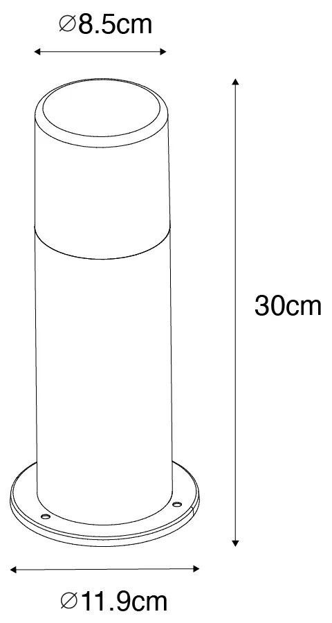 Álló kültéri lámpa fekete füstös árnyékolóval 30 cm IP44 - Odense