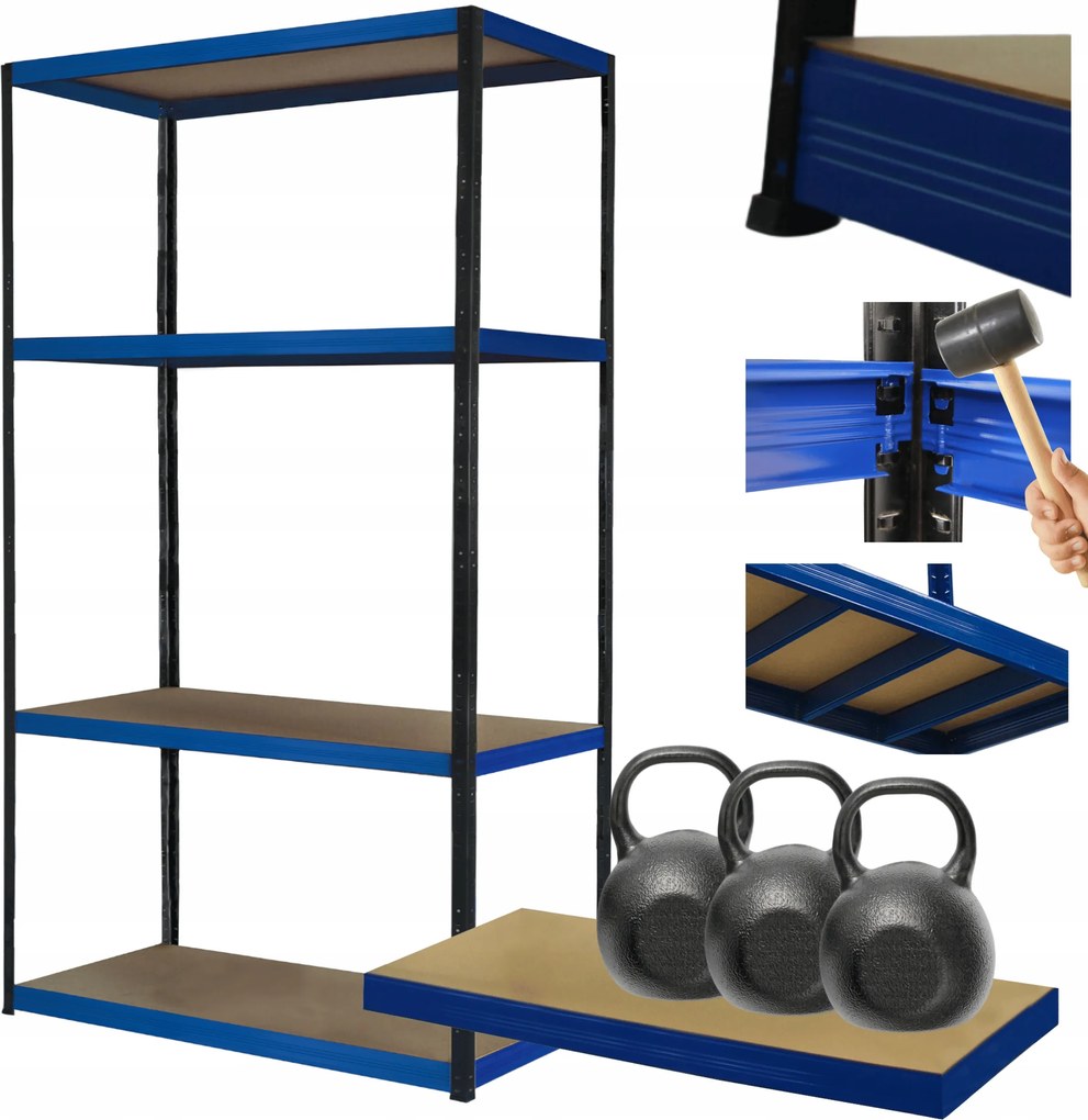 Helios fém tároló állvány garázs állvány 180x75x35cm 4Px350kg