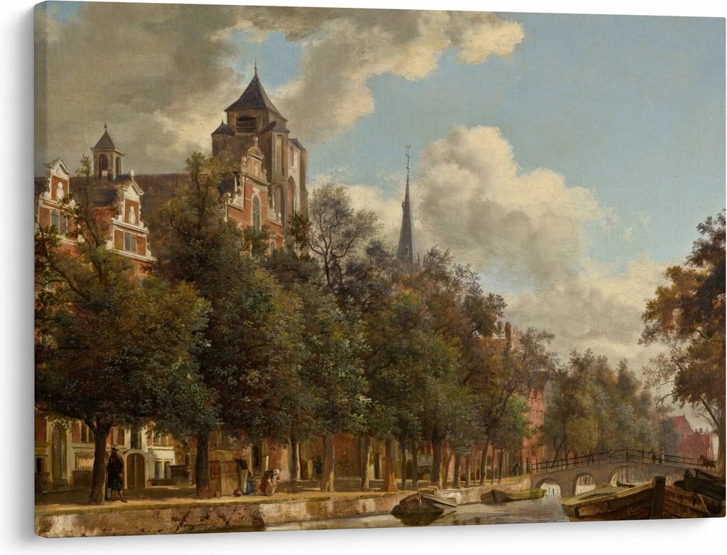 Kép - Jan van der Heyden, View Down a Dutch Canal, reprodukciók (70x50 cm)