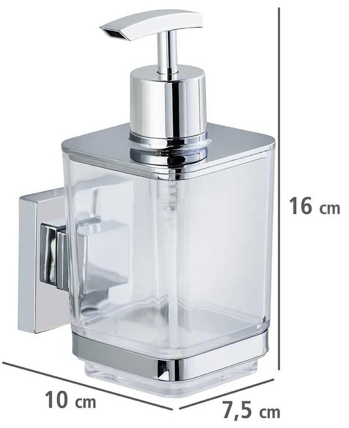 Fényes ezüstszínű öntapadós műanyag fürdőszobai kiegészítő szett Quadro – Wenko