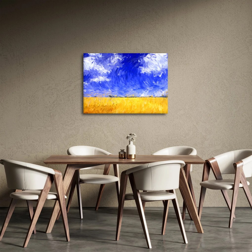 Kép - olajfestmény, arany mező (70x50 cm)