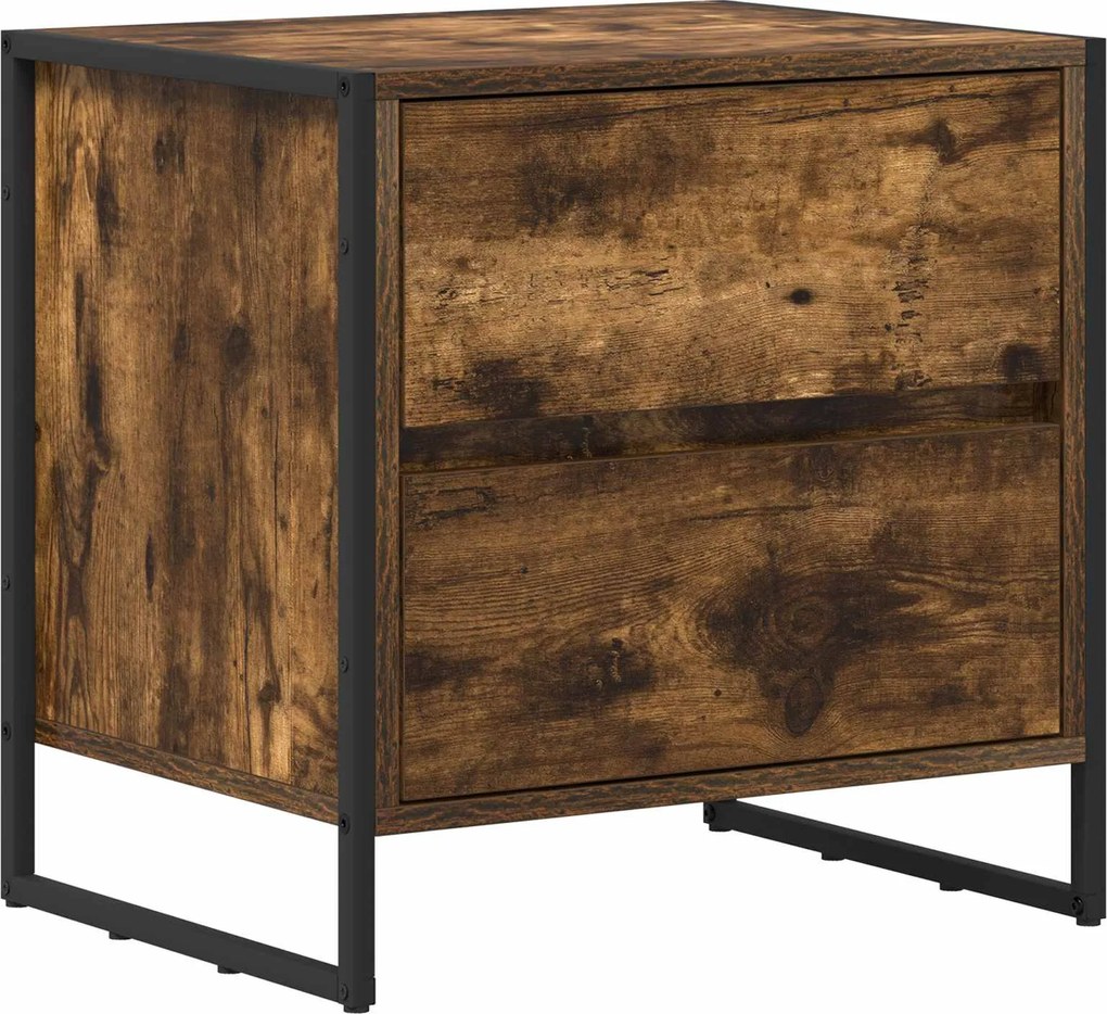 vidaXL Éjjeli asztal fiókkal Füstös tölgy 50 x 39.5 x 50 cm Faanyag