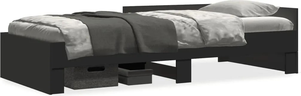 vidaXL fekete szerelt fa ágykeret 75 x 190 cm