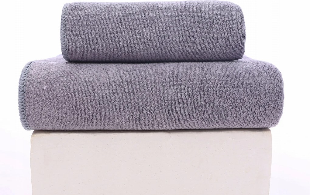 Mikroszálas törölköző szett, Szürke szín, 140x70+50x100