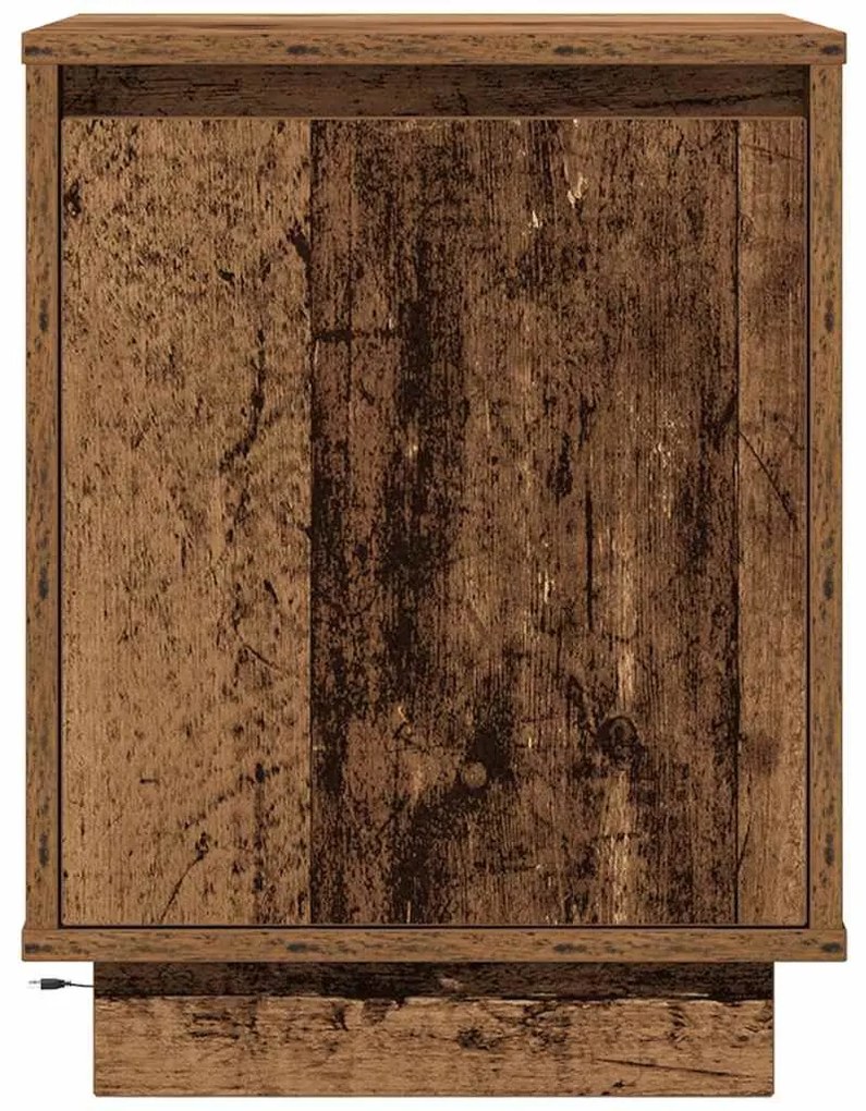 2 db antik fa éjjeliszekrények LED világítással 38x34x50 cm