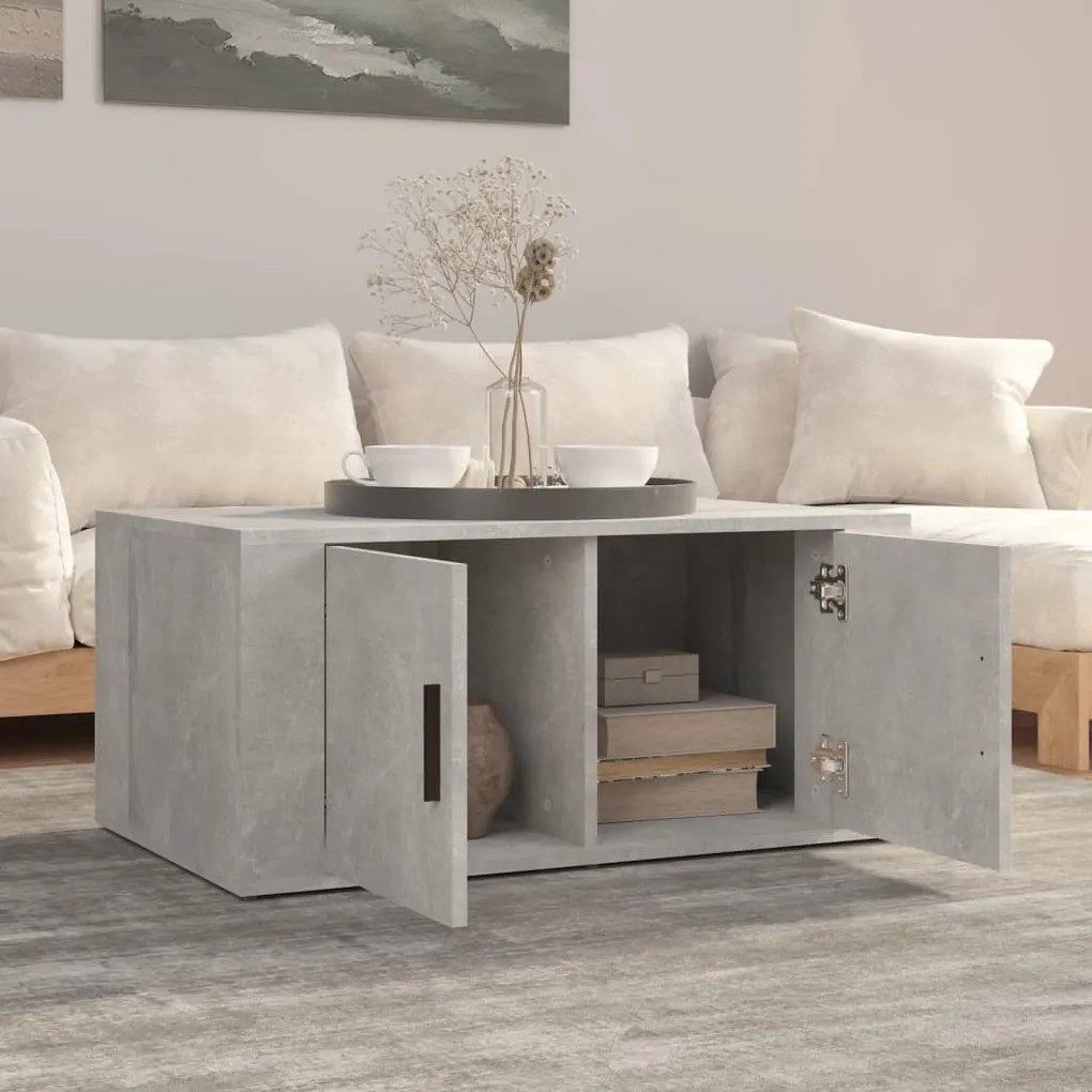 Betonszürke szerelt fa dohányzóasztal 80 x 50 x 36 cm