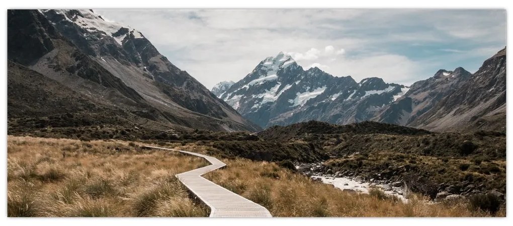 Kép - Sétány a hegységben Mt. Cook (120x50 cm)