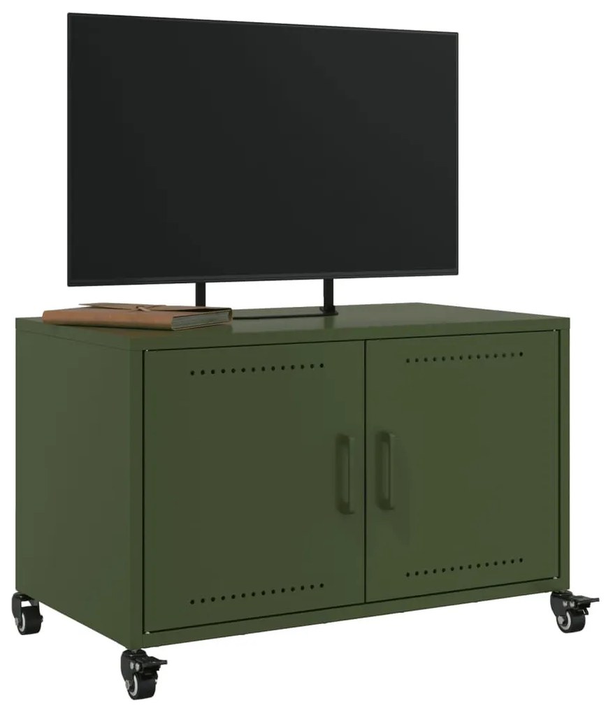 olívazöld acél TV-szekrény 68 x 39 x 43,5 cm